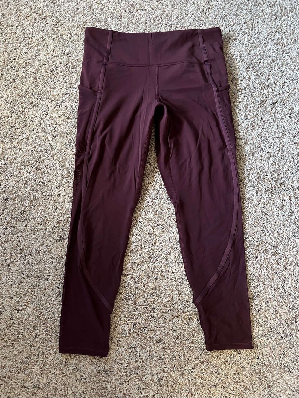 High-Waist Burgundy Workout Leggings